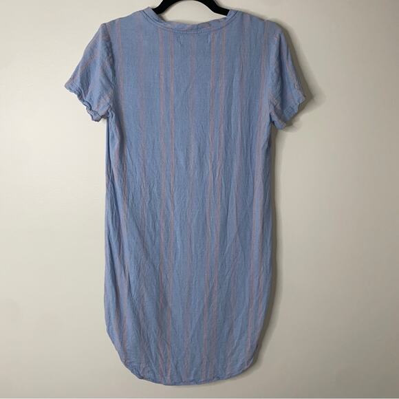 Anthropologie Cloth & Stone Blue Pink Striped Linen Blend T-Shirt Dress XS - Picture 4 of 9